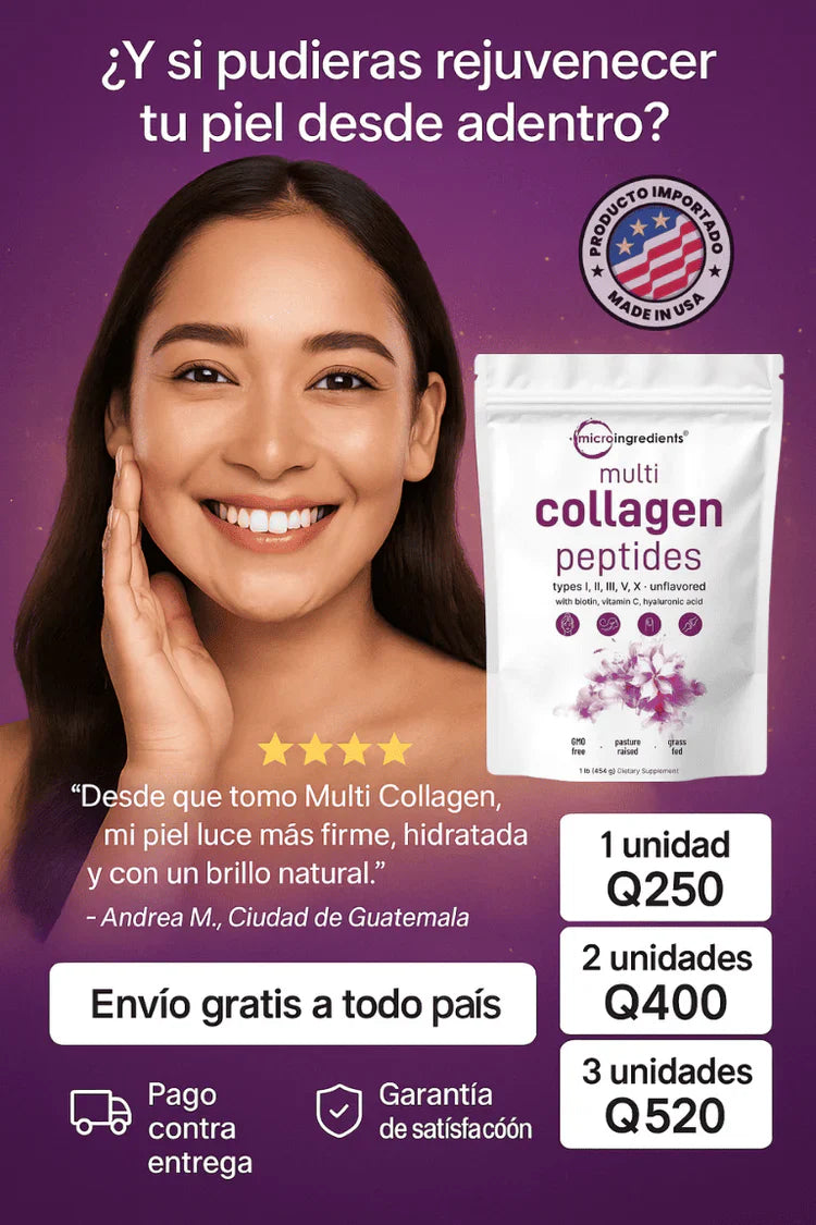 Multi Collagen Peptides – Colágeno con Biotina y Ácido Hialurónico / Piel Firme, Hidratada y Radiante
