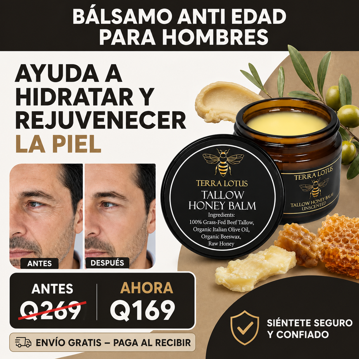 Terra Lotus Balm – Bálsamo Anti Edad para Hombres, Ayuda a Hidratar y Rejuvenecer la Piel