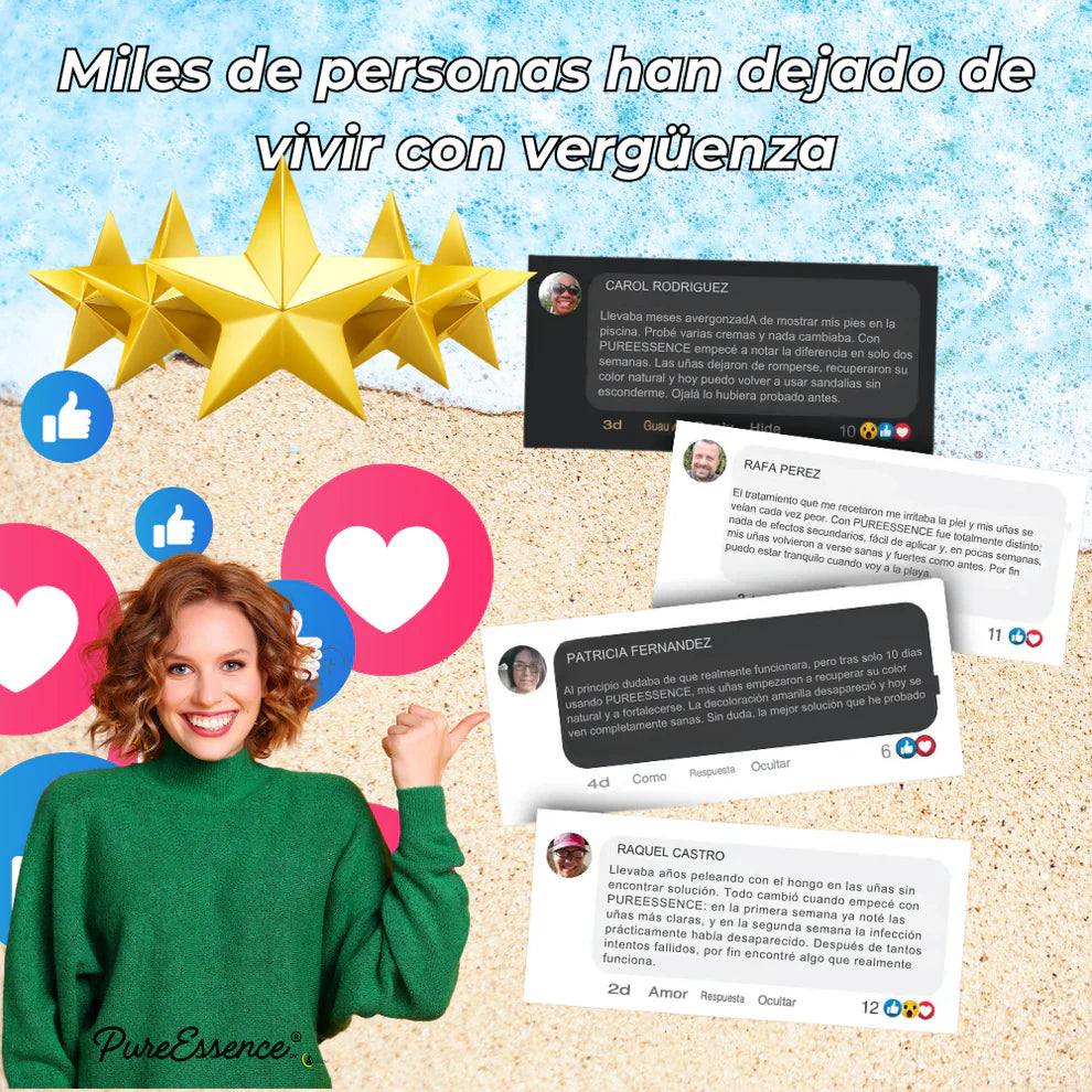 ¿Ocultas tus uñas? PureEssence® las cambia en 7 días | Pagás solo 1 y te llevás 3 en total