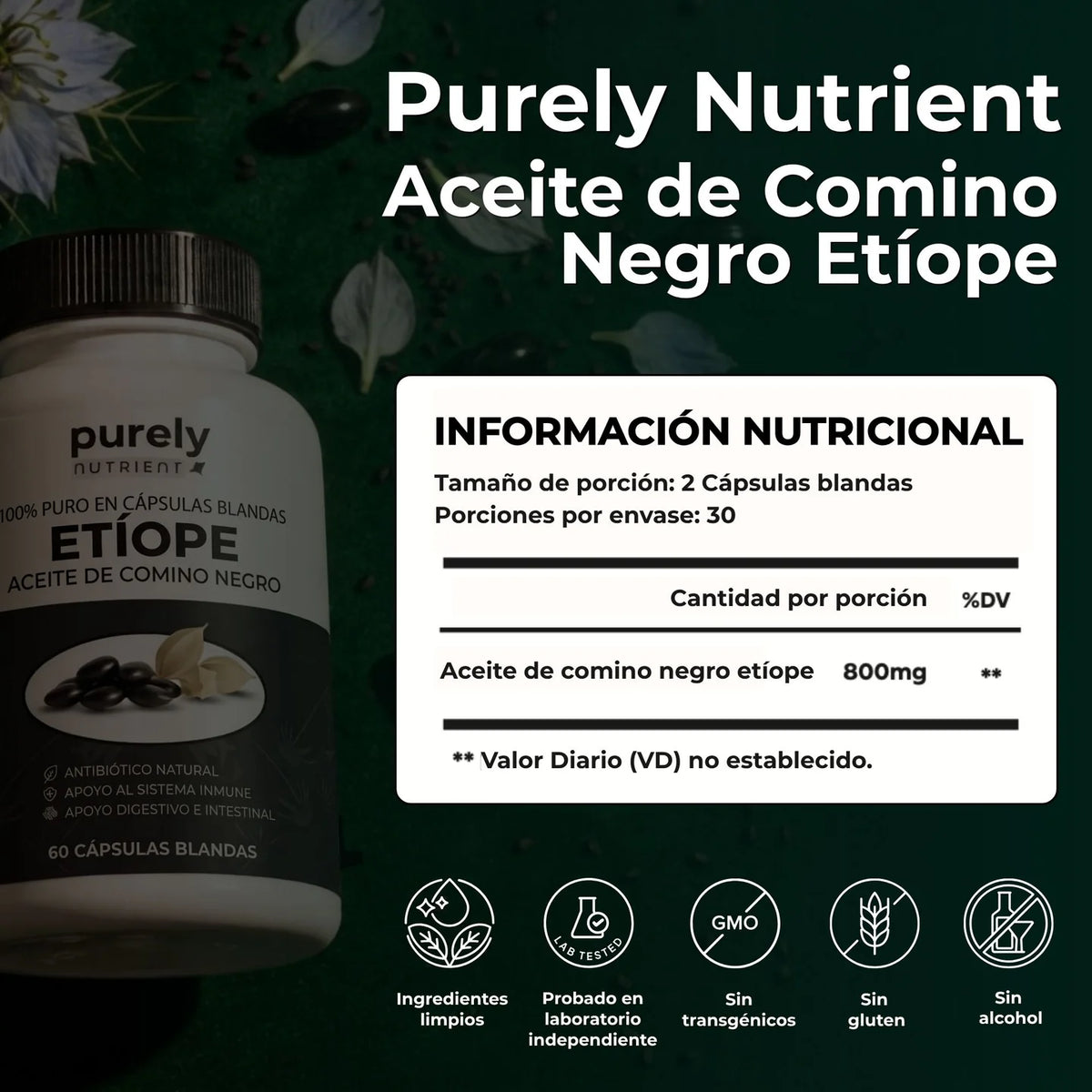 Purely Nutrient Aceite Etíope De Semilla Negra