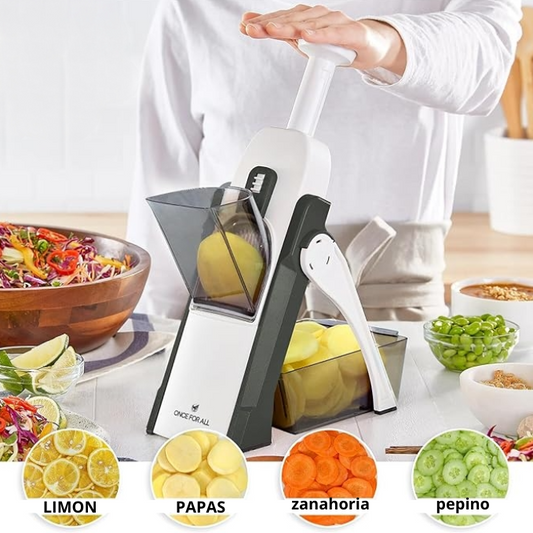 PICADOR RALLADOR DE VERDURAS Y PAPAS -MULTIFUNCIONAL | MÁS DE 32 TIPOS DE CORTES
