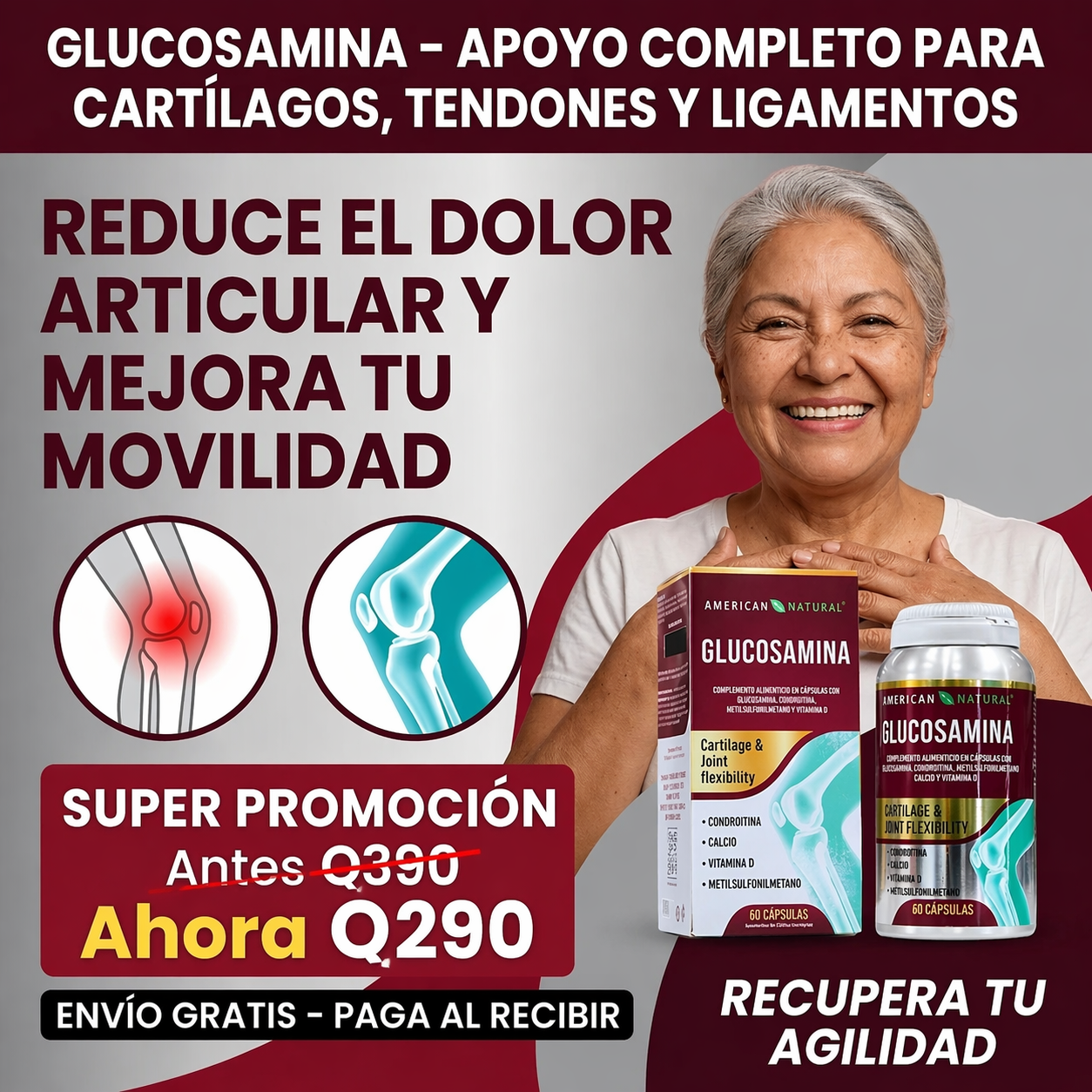 Glucosamina – Apoyo Completo para Cartílagos, Tendones y Ligamentos ,Reduce el Dolor Articular y Mejora tu Movilidad,