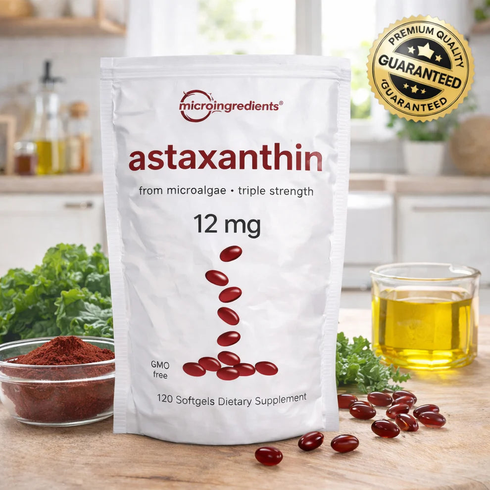Astaxanthin 12 mg de Microingredients® Cuida tu piel, ojos y células desde hoy con protección antioxidante avanzada