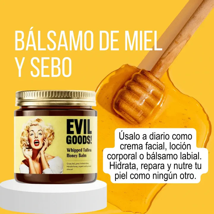 EVIL GOODS® - bálsamo de miel y sebo de res, hidratación natural, potente para tu piel con efecto anti envejecimiento